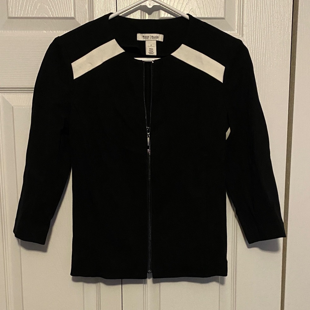 White House Black Market Black Jacket with White Details